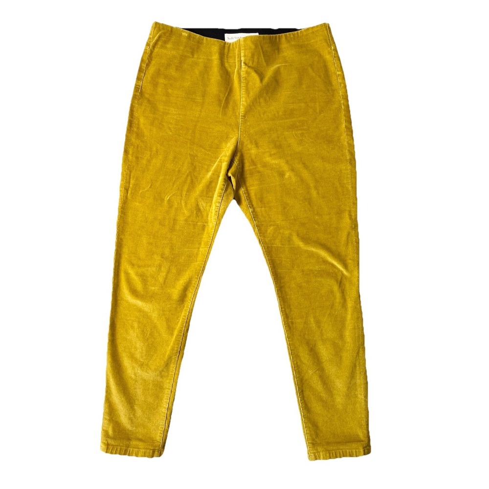 SOFT SURROUNDINGS Corduroy Pull-on Ankle Pants Stretch Mustard Yellow Large